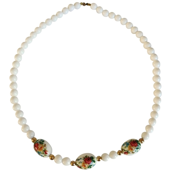 Vintage 80s flower beads necklace in EUC - Picture 1 of 8